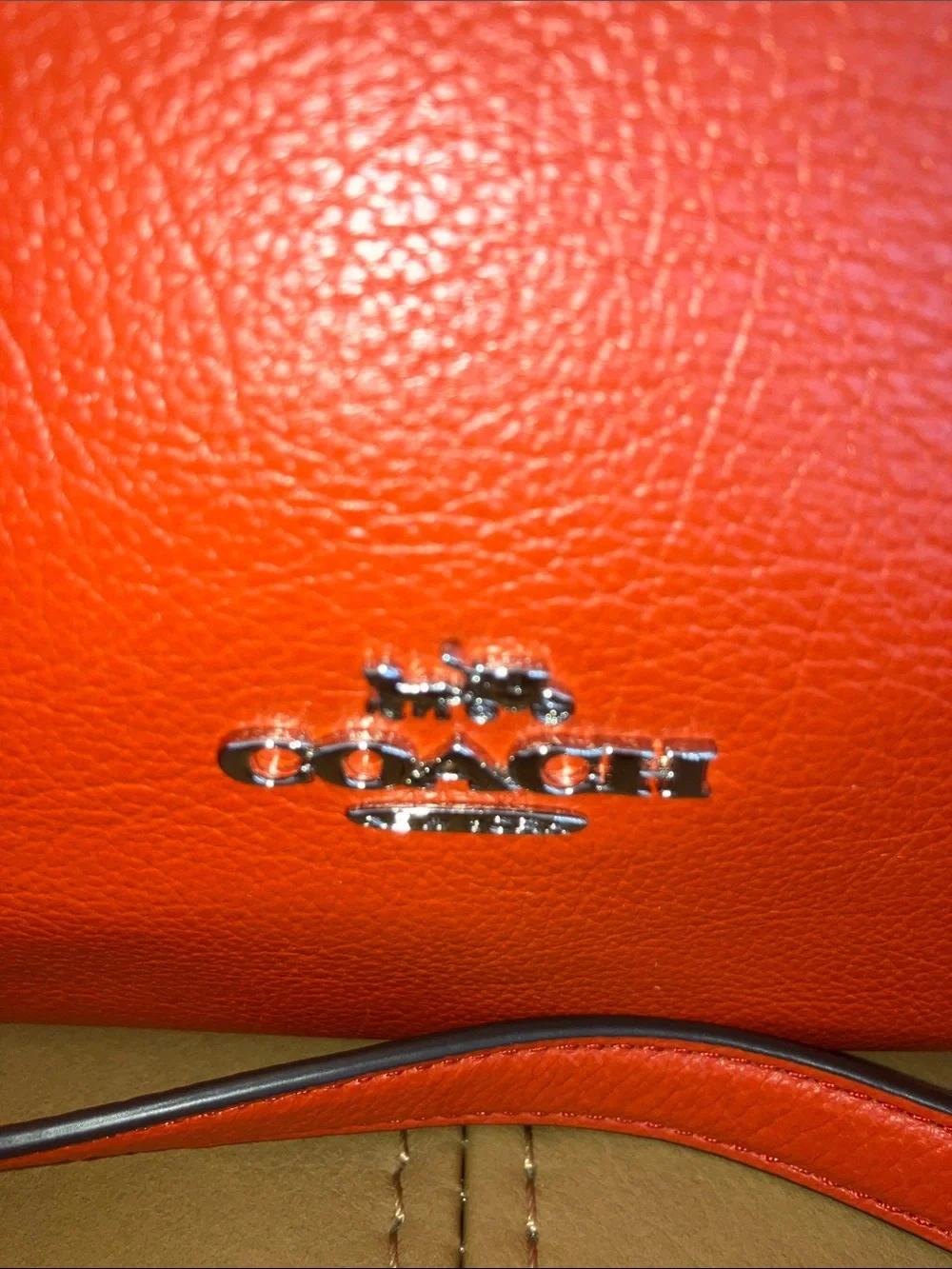 Coach Mercer Coral Red Pebbled Leather Satchel w/Crossbody Strap silver hardware